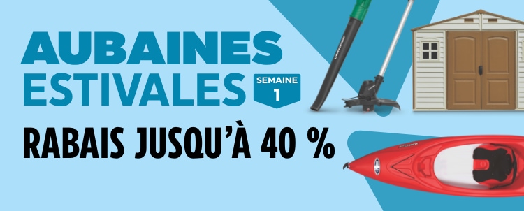 Summer Sizzlers. Save up to 40%. JumpTek Outdoor Round Trampoline, 14-ft Pelican Summit 100X Sit-In 1-Person Kayak, 10-ft
Certified Mower, Grass Trimmer & Blower Combo, 17-in Duramax Woodside Garden Shed, 10x8-ft