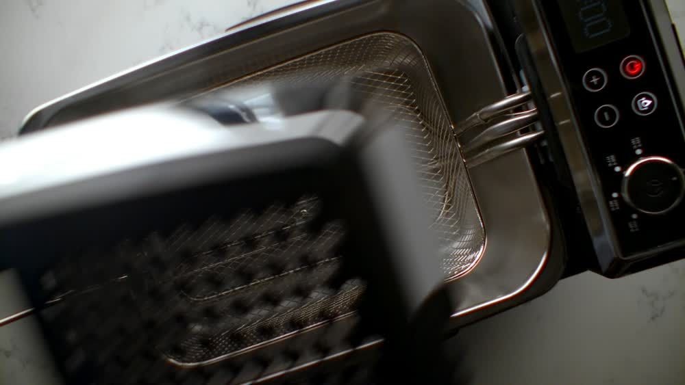 Friteuse à vidange automatique PADERNO avec affichage numérique et filtre à huile, acier